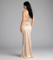 Elenora Lace-Up Mermaid Satin Formal Dress
