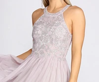 Briella Lace High Neck Tulle Ball Gown