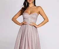 Kylie Strapless Glitter Ball Gown