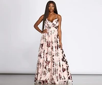 Mariah Floral Foil Print Ball Gown