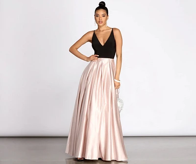 Alex Pleated Satin Ball Gown