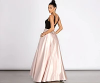 Alex Pleated Satin Ball Gown