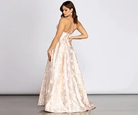 Jessica Brocade Floral Ball Gown