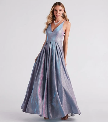 Delaney Iridescent Glitter Woven Ball Gown