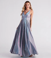 Delaney Iridescent Glitter Woven Ball Gown