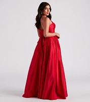 Darcie Satin Tie Back A-Line Ball Gown