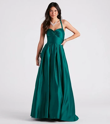 Jane Satin Lace-Up A-Line Ball Gown