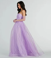 Brie Glitter Polka Dot Tulle Ball Gown With Gloves