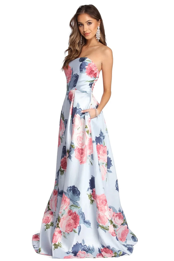 Adaline Strapless Floral Ball Gown