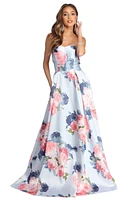 Adaline Strapless Floral Ball Gown