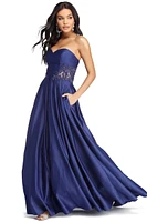 Roseynn Satin Sweetheart Ball Gown