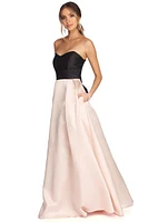 Mina Satin And Lace Ball Gown