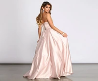 Joanne Floral Satin Ball Gown