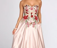 Joanne Floral Satin Ball Gown