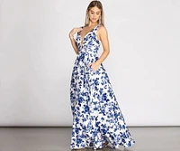 Jackie Floral Satin Ball Gown