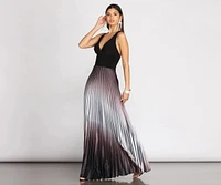 Janella Cross Back Pleated Ombre Dress