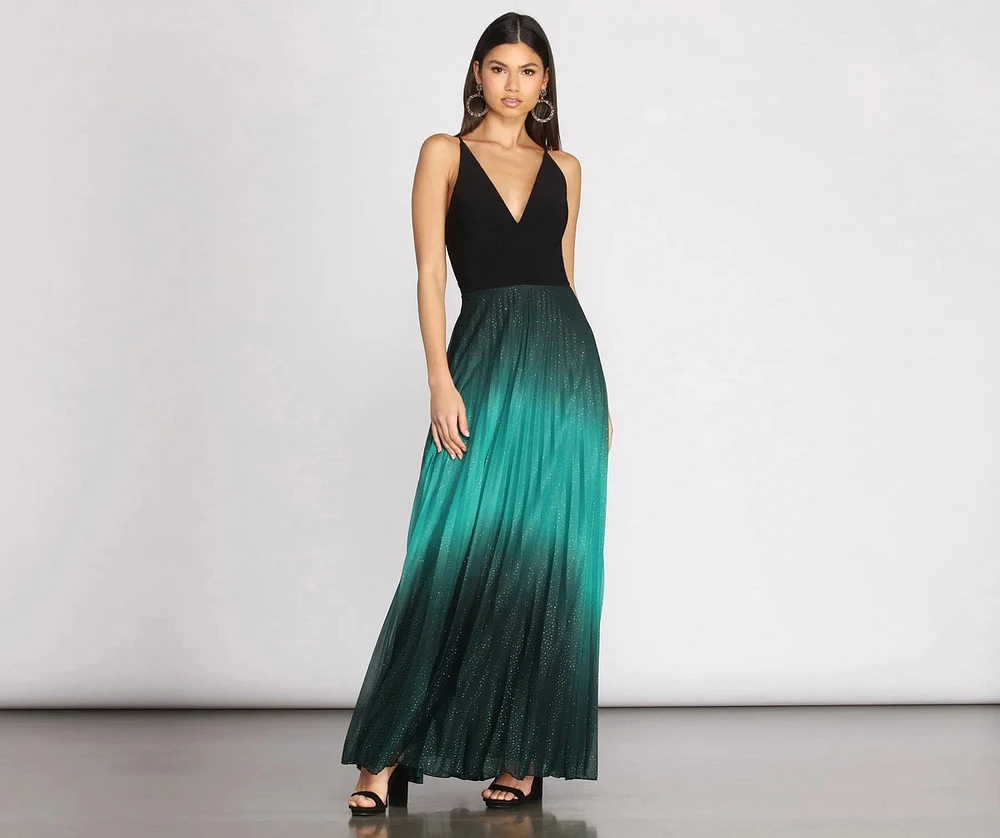 Mishka Pleated Ombre Formal Dress