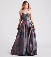 Robyn Metallic A-Line Ball Gown