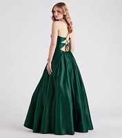 Kloey Satin Lace A-Line Ball Gown