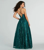 Giavanna Glitter Corset Lace-Up Ball Gown