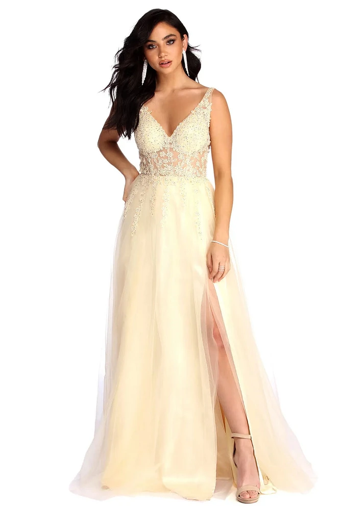 Alisha High Slit Ball Gown