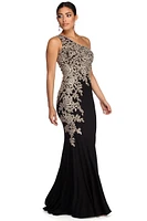 Mila Metallic One Shoulder Dress