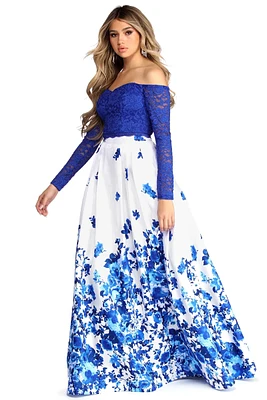 Aline Formal Floral Two Piece Dress