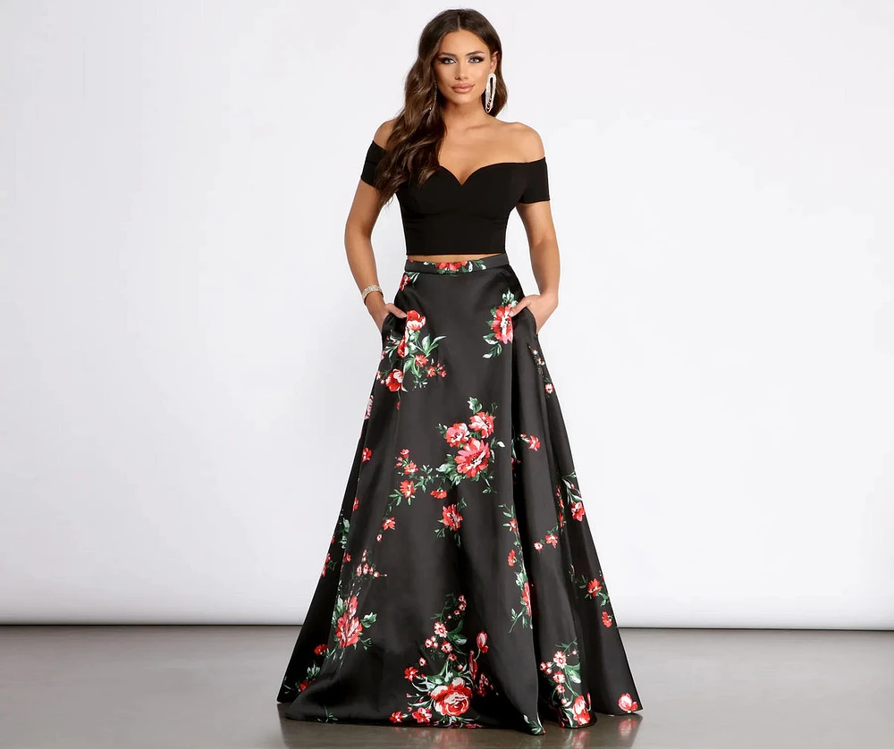 Jeanette Crepe Two Piece Floral Dress