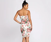 Floral Persuasion Sweetheart Midi Dress