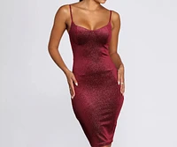 Sweetheart Velvet Glitter Midi Dress