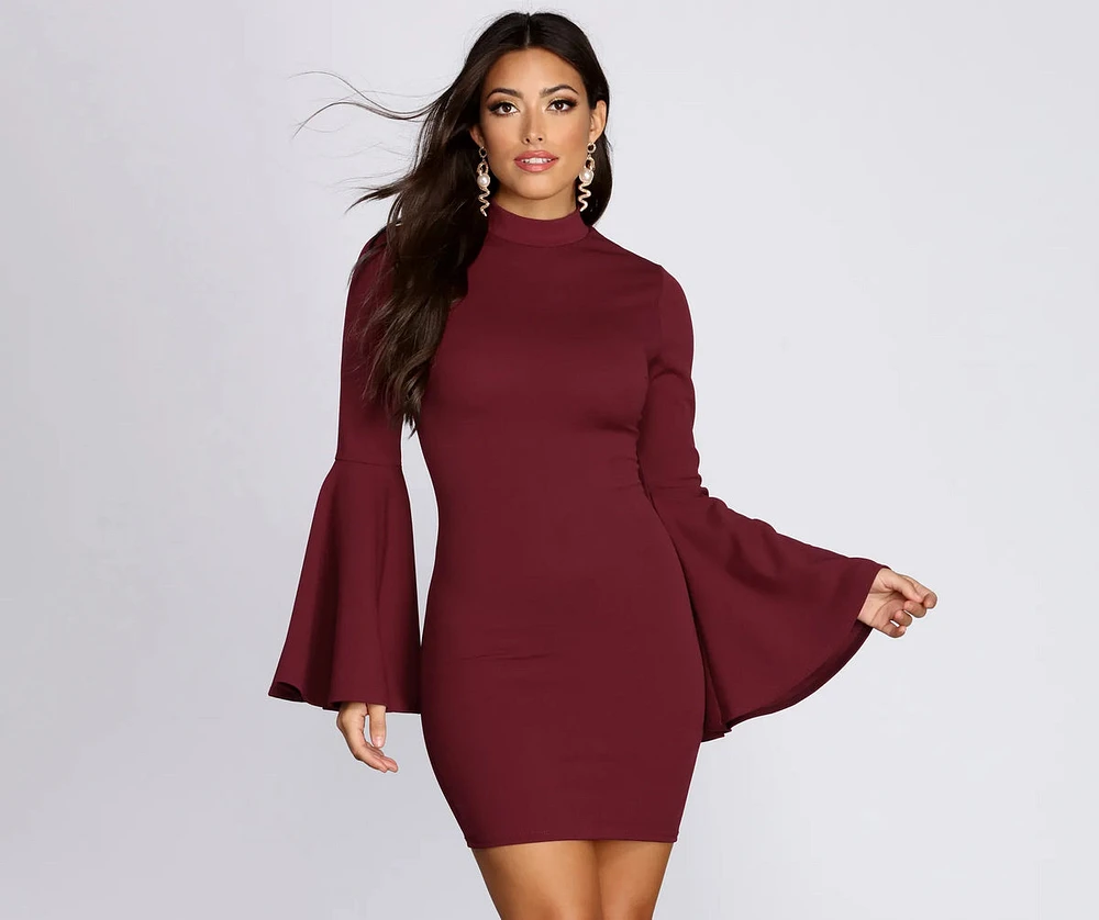 Bell Sleeve Mini Dress