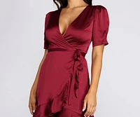 Wrap Me Satin Dress