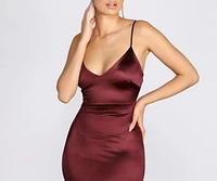 Trumpet Hem Satin Midi Dress