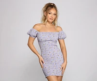 Floral Obsession Puff Sleeve Mini Dress