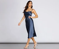 Nights Satin Flare Midi Dress