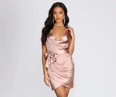 Wrapped Satin Mini Dress