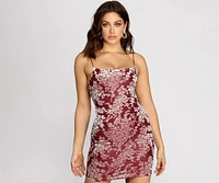 Burnout Out Flocked Floral Mini Dress