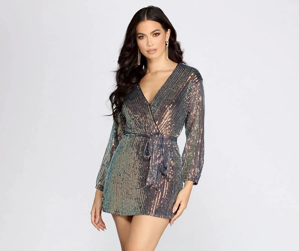 Sequin Dreams Wrap Mini Dress