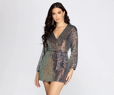 Sequin Dreams Wrap Mini Dress