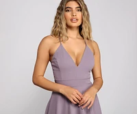 Alluring Crepe High-Low Skater Dress