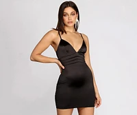 So Sultry Satin Mini Dress