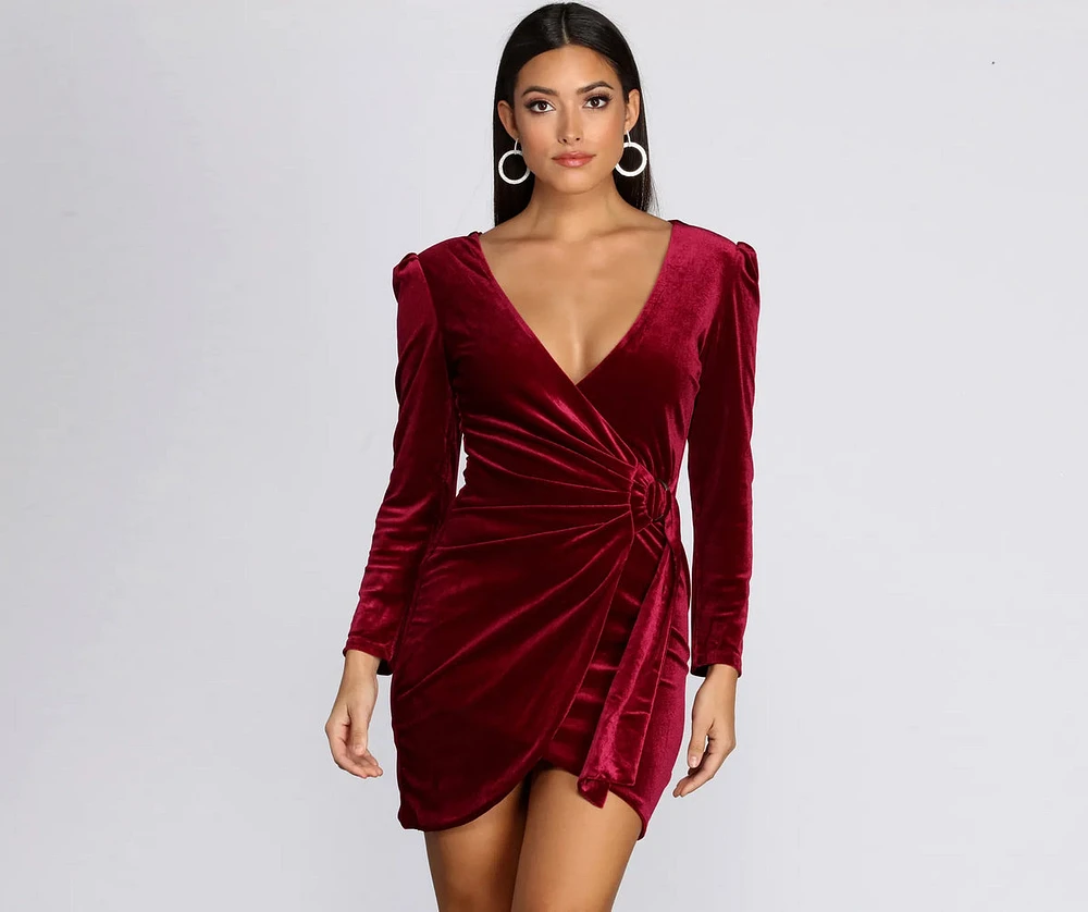 Wrapped Luxe Velvet Mini Dress