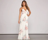 Forever Gorgeous Floral Chiffon Maxi Dress