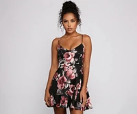 Stunning Florals Scuba and Lace Skater Dress