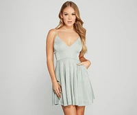 Time To Shine Glitter Knit Skater Dress