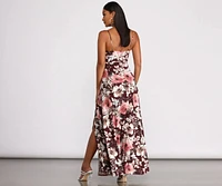 High Slit Floral Knit Maxi Dress