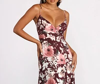 High Slit Floral Knit Maxi Dress