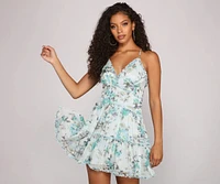 Romanced By Ruffles Chiffon Floral Dress