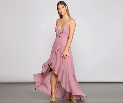 Frilly Romance Ruffled Chiffon High Low Dress