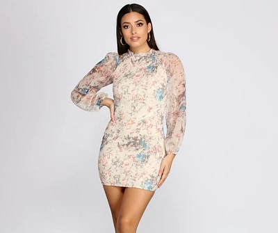 Beautiful Blooms Chiffon Smocked Mini Dress